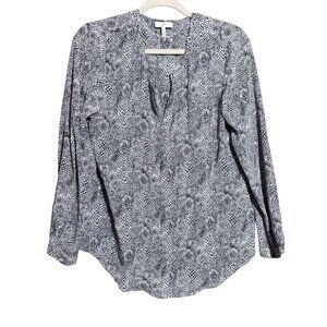 Joie 100% Silk Snakeskin Print Python Blouse Top Women's Medium Gray Black